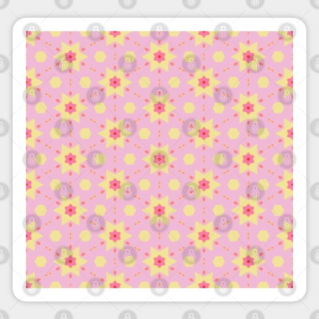 Psychedelic 1960s retro yellow and pink stars pattern Sticker by F-for-Fab